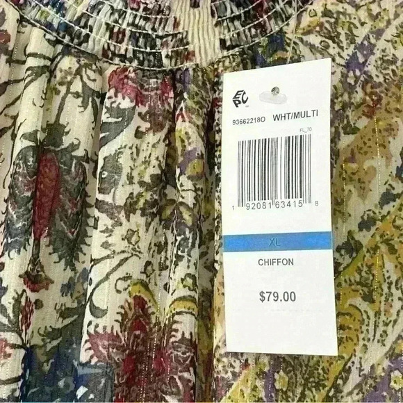 MSK Womens Printed Smocked Waist Tired Dress Multicolor Size XL Ruffle Chiffon - Picture 7 of 14